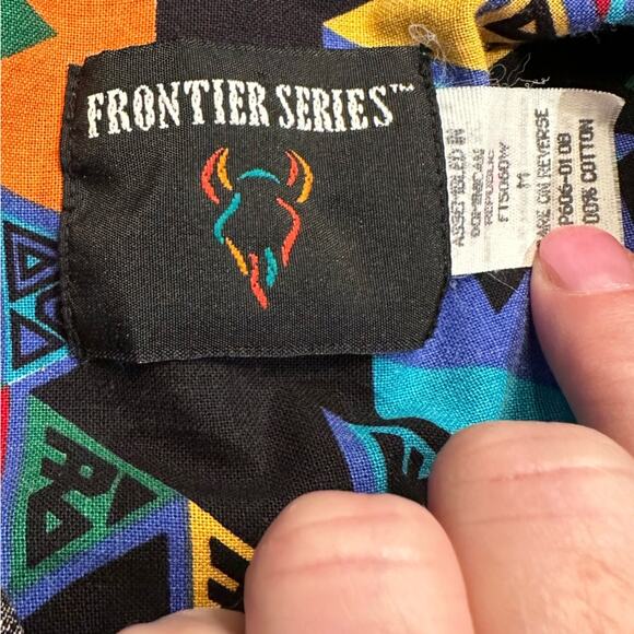 Frontier Series Cotton Western Aztec Print Womens Medium Long Sleeve Shirt - Picture 3 of 8